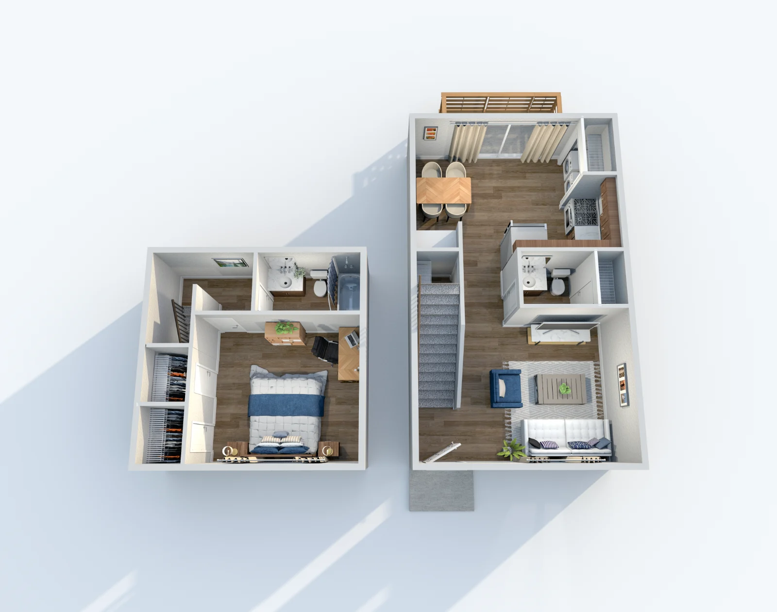 South and Madison — floor plan, Plan A3 · 1 bed · 1.5 baths · 765 sq ft · Townhome