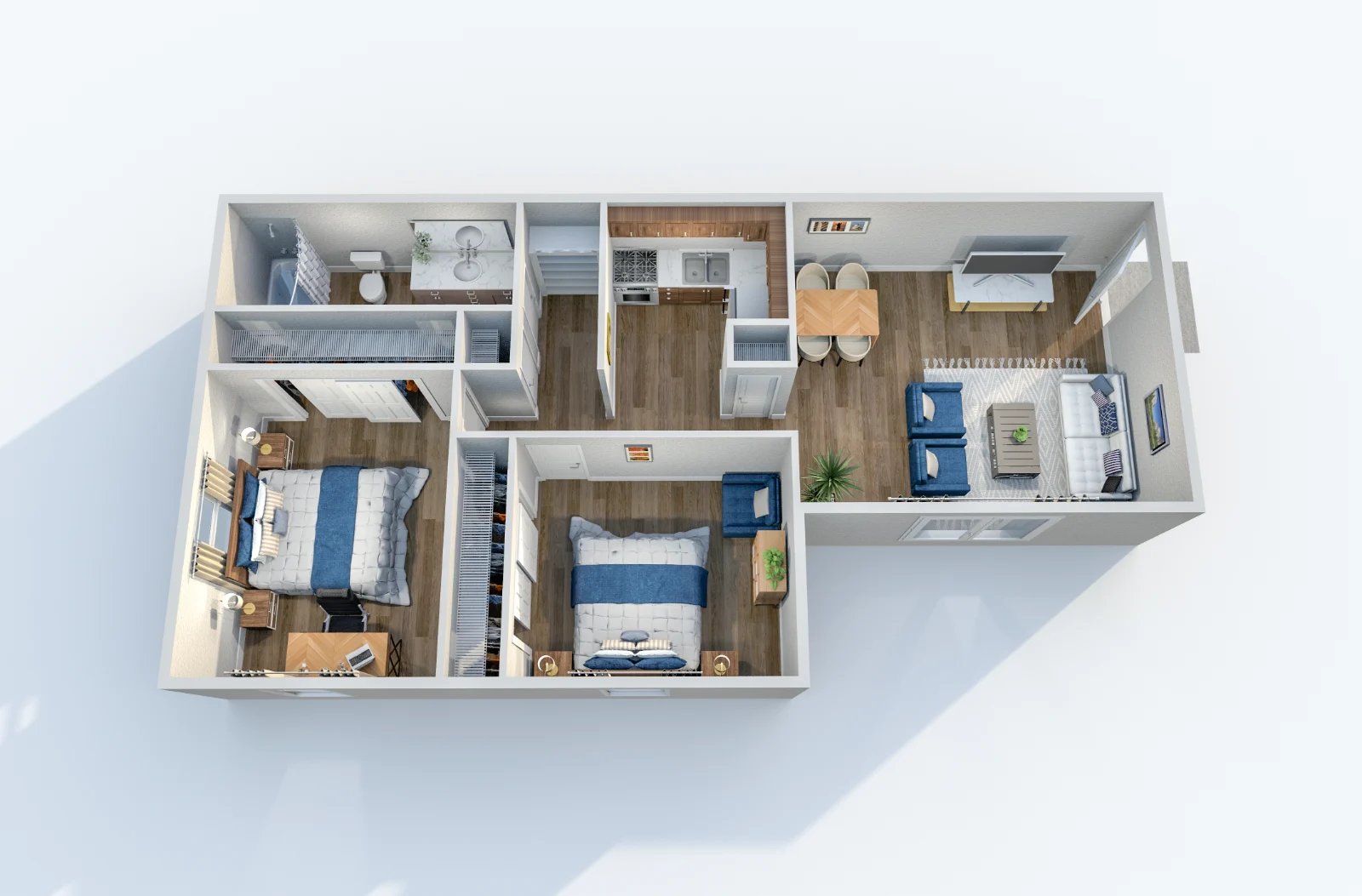 South and Madison — floor plan, Plan B1 · 2 bed · 1 bath · 850 sq ft