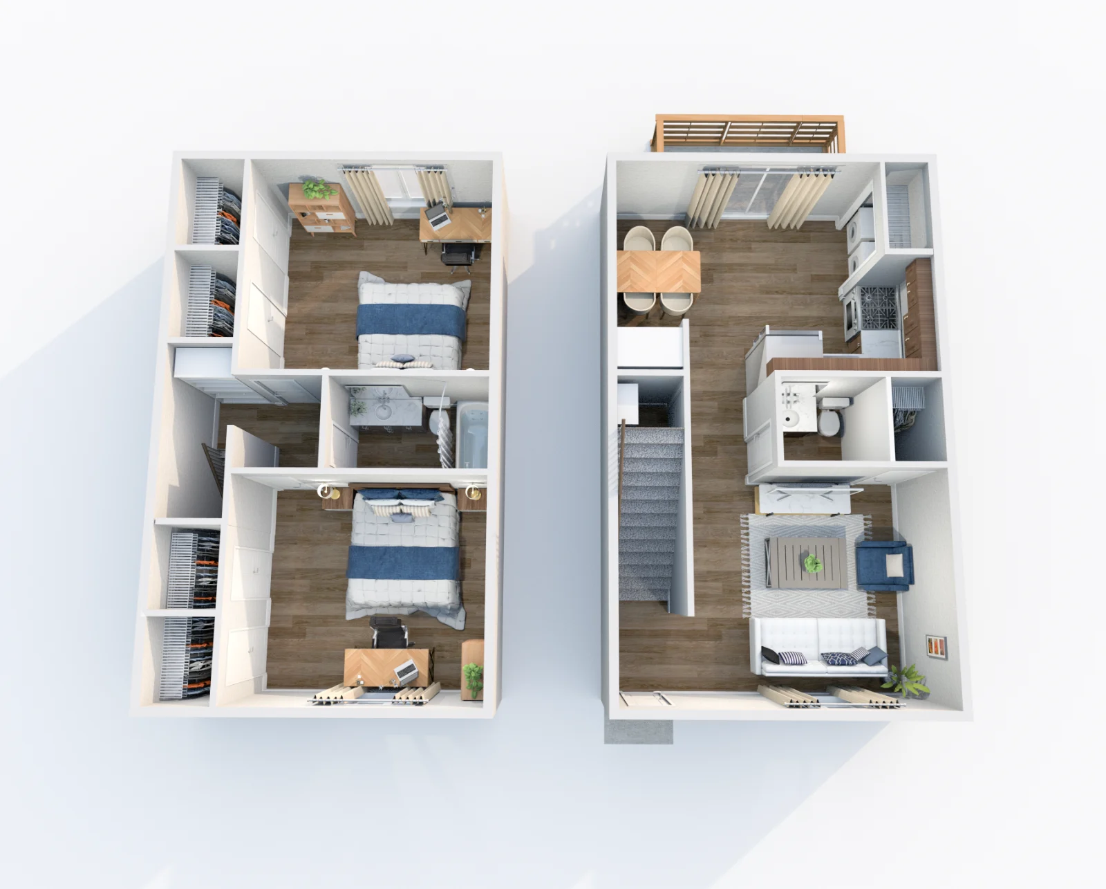 South and Madison — floor plan, Plan B4 · 2 bed · 1.5 baths · 975 sq ft · Townhome